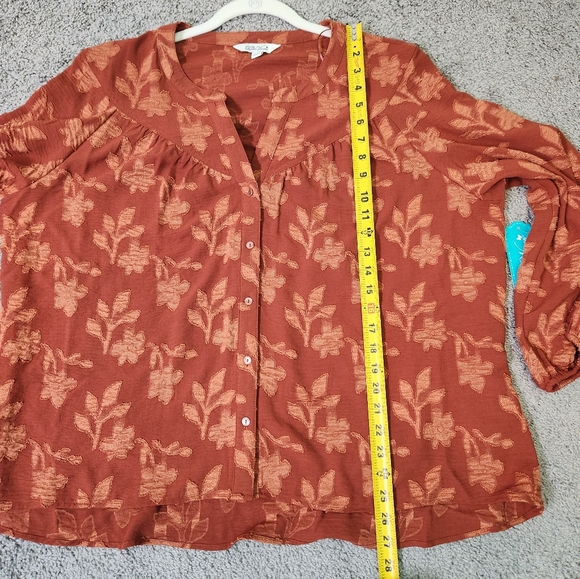 PIONEER WOMEN  Womens Orange Floral Stitch Shirt Tunic NWT XXL - Picture 12 of 15